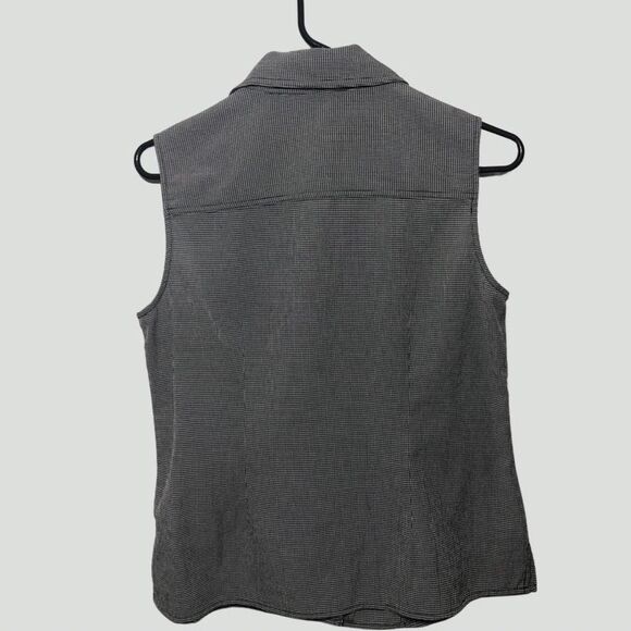 Christopher & Banks Blouse Medium Sleeveless Checkered Collar Buttons Shirt - Picture 2 of 9